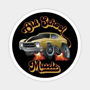 Retro Old School Muscle Car Cartoon Graphic Magnet